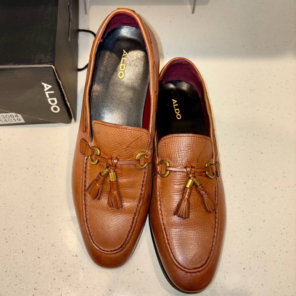 ALDO MENS SLIP ON DRESS LOAFER OLALEVIEL 10.5 US COGNAC - Picture 3 of 8
